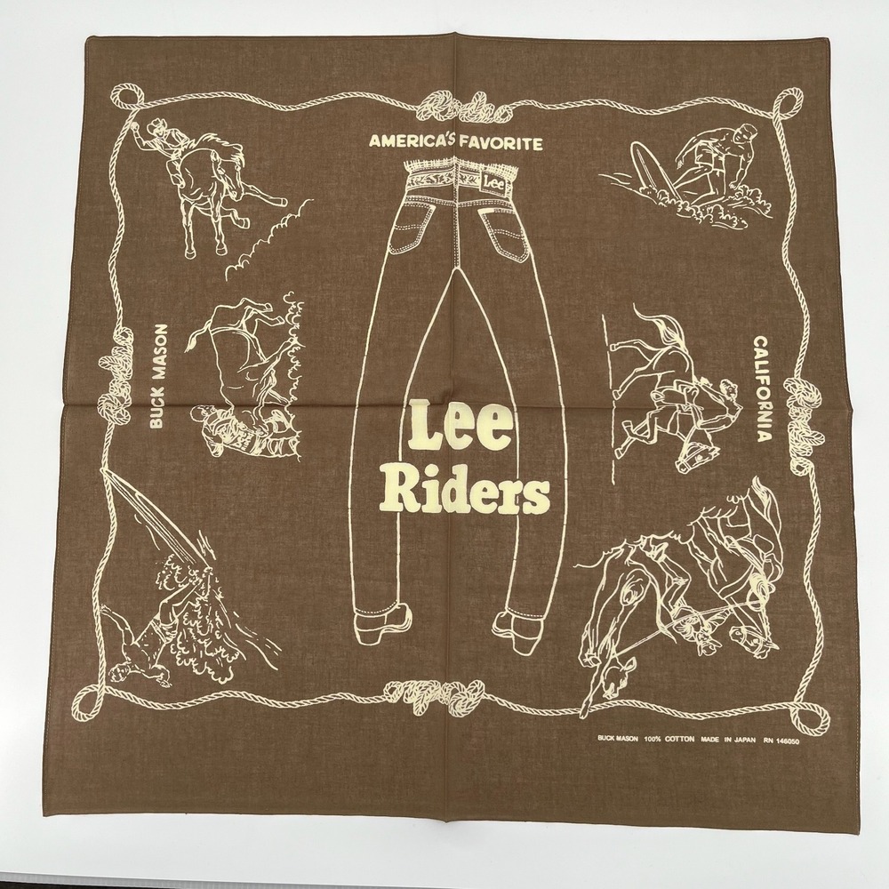 Buck Mason x Lee Riders Bandana 21 x 21 Brown Rodeo California Cotton Japan Made
